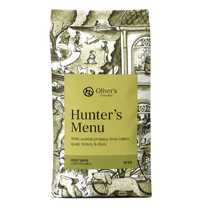 Oliver's Everyday Hunter's Menu (10 kg) - Kornfritt tørrfôr for aktive hunder med kanin, vaktel og kalkun