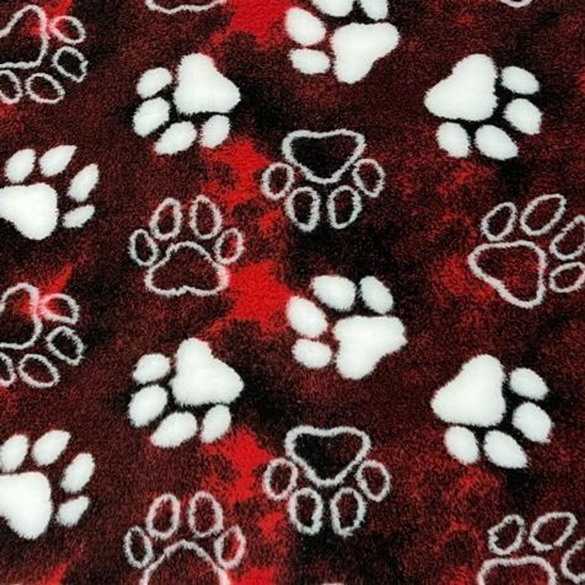 Vetbed til hund rødmelert med hvite poter 100 x 150 cm